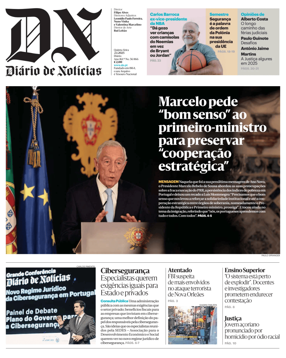 Prima-pagina-Diario de Noticias-edizione-di-oggi-20250102